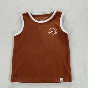 Easy Peasy Terry Cloth Kids Brown Tank with White Trim Sz2T